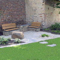 realizace zahrady - posezení  z kamene